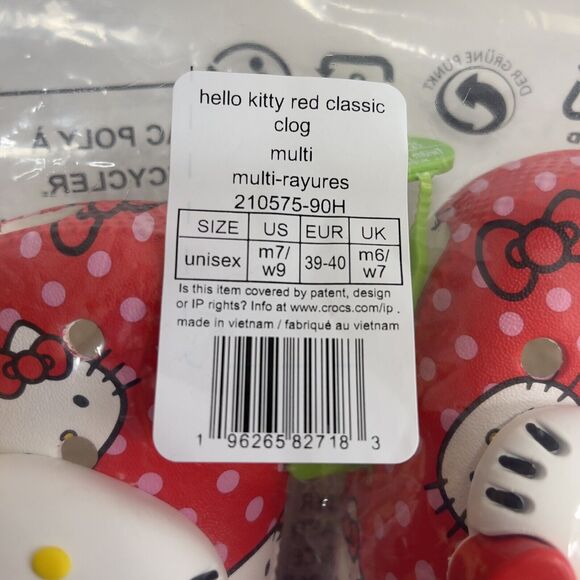 Hello Kitty Crocs Classic Clogs Women's 9 - Men's 7 Multicolor 210575-90H NIB - Picture 12 of 12